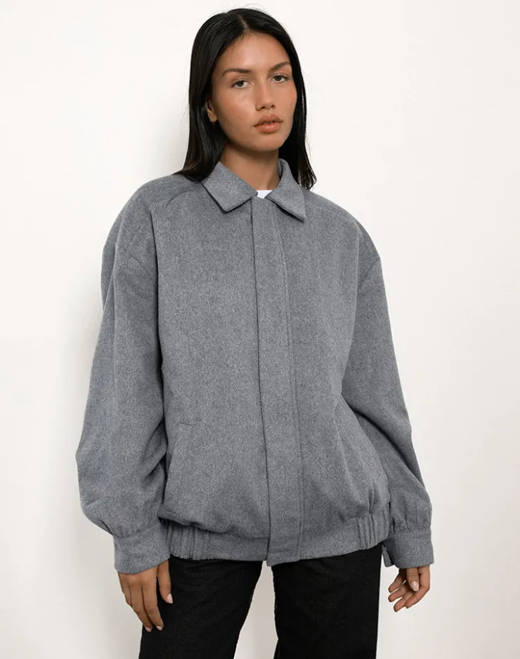 Women Motel Rocks Jackets | Karinta Jacket in Grey Marl Wool