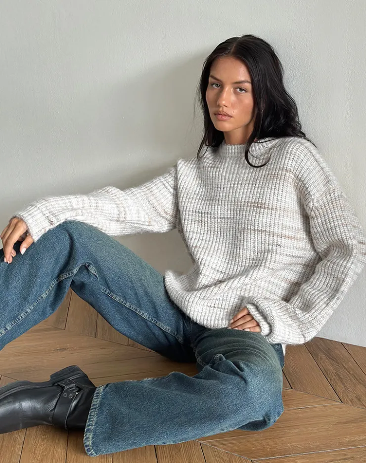 Women Motel Rocks Jumpers | Karu Jumper in Neutral Brushed Knit