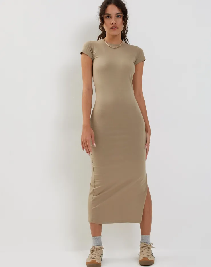 Women Motel Rocks Bodycon Dresses | Kasor Open Back Midi Dress in London Fog