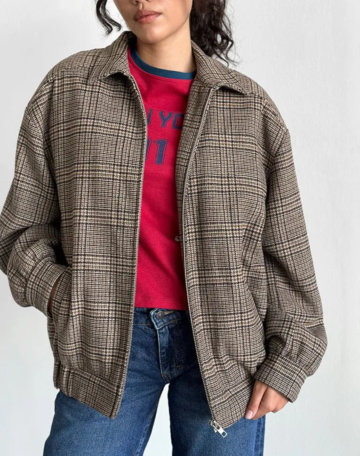 Women Motel Rocks Jackets | Kassira Jacket in Tonal Brown Check