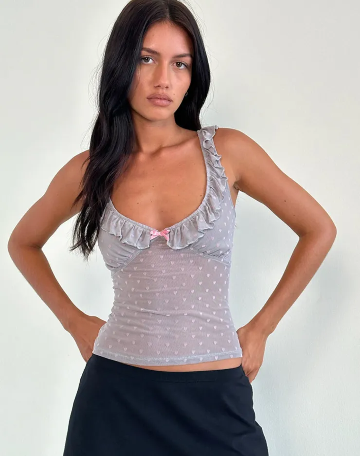 Women Motel Rocks Strappy Tops | Going Out Tops | Kavya Top in Heart Flock Grey