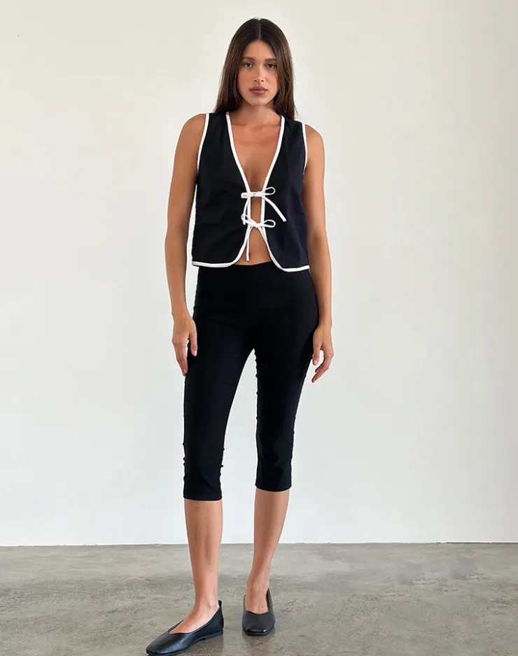 Women Motel Rocks Vest Tops | Kayna Top in Black with White Binding