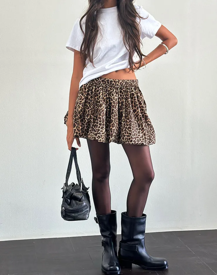 Women Motel Rocks Mini Skirts | Kayowi Puffball Mini Skirt in Rar Leopard Sandstorm