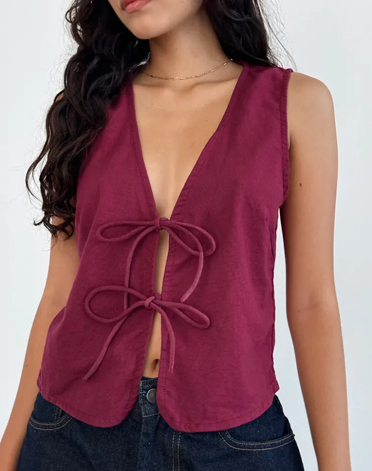 Women Motel Rocks Vest Tops | Kayve Tie Front Top in