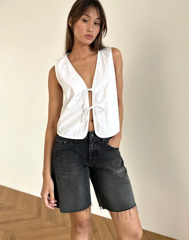 Women Motel Rocks Vest Tops | Kayve Tie Front Top in Off White