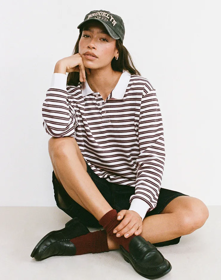 Women Motel Rocks Shirts And Blouses | Kemillau Baggy Shirt in Brown with White Stripes