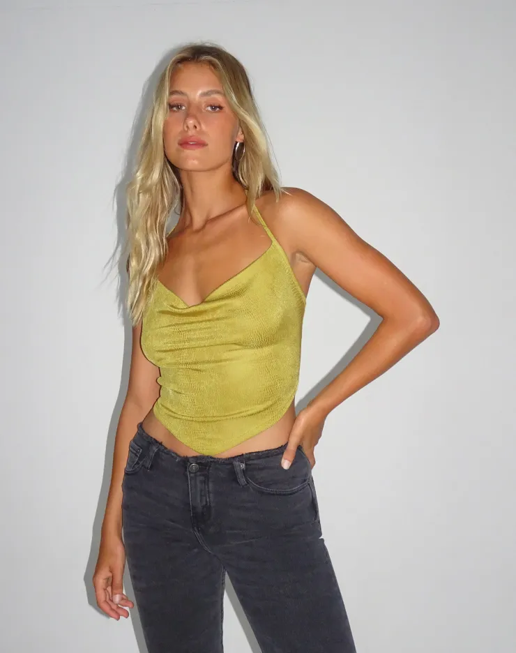 Women Motel Rocks Vest Tops | Ketia Crop Top in Green Moss