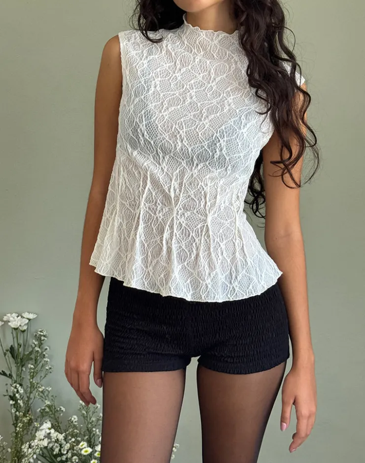 Women Motel Rocks Lace Tops | Kimbra Sleeveless Top in Crinkle Ivory