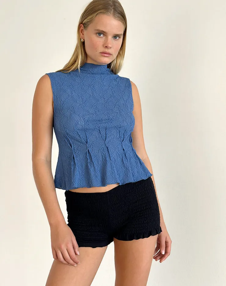 Women Motel Rocks Tailoring | Going Out Tops | Kimbra Sleeveless Top in Textured Blue