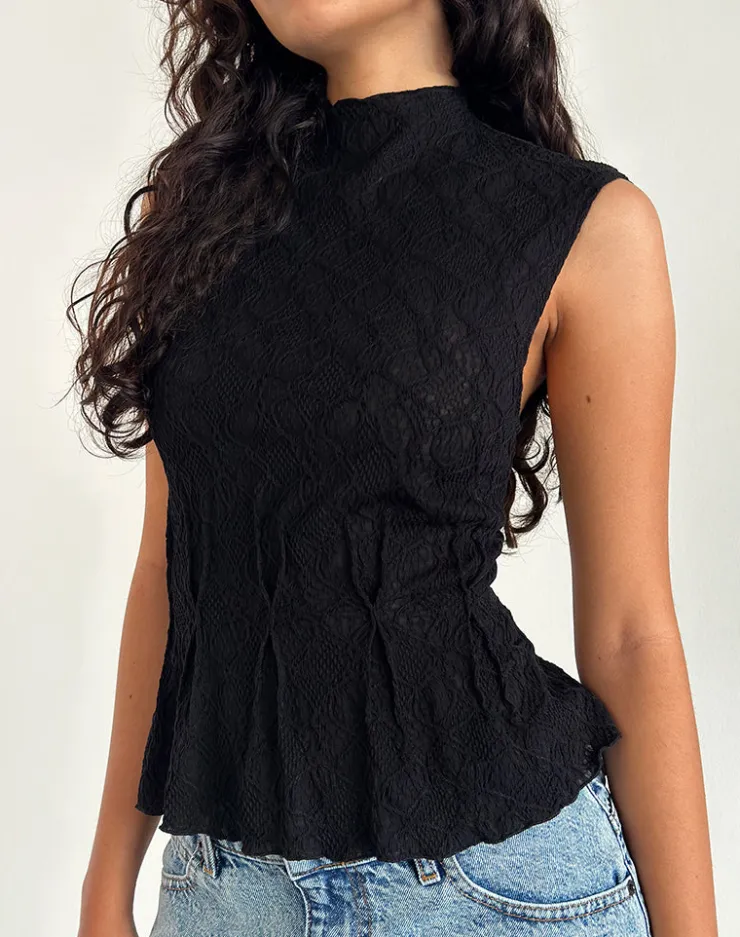 Women Motel Rocks Basic Tops | Vest Tops | Kimbra Top in Textured Black