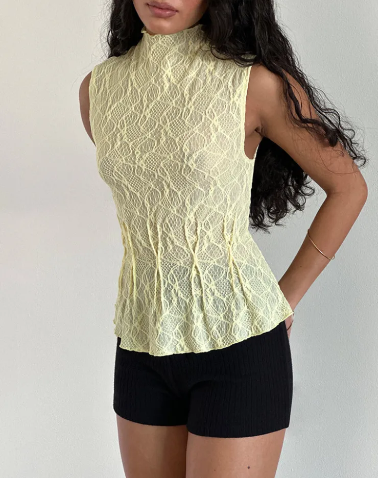 Women Motel Rocks Going Out Tops | Kimbra Top in Textured Yellow