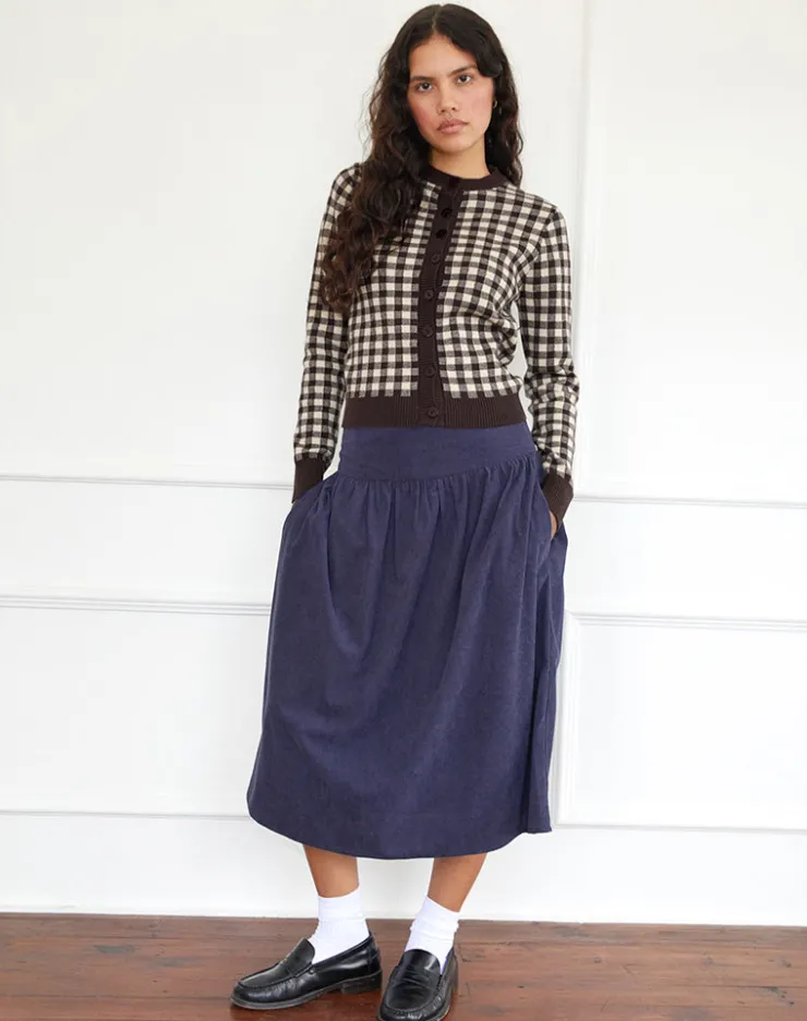 Women Motel Rocks A Line Skirts | Midi Skirts | Kiranila Midi Skirt in Baby Cord Ink Blue
