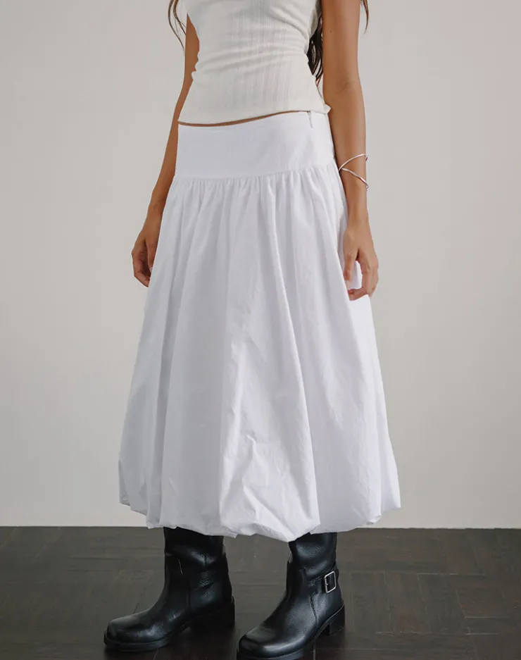 Women Motel Rocks Maxi Skirts | Kiyono Maxi Skirt in Poplin White