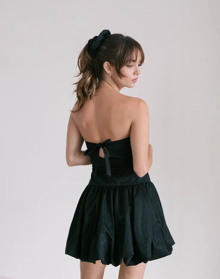 Women Motel Rocks Bandeau Dresses | Little Black Dresses | Krayofa Puffball Mini Dress in