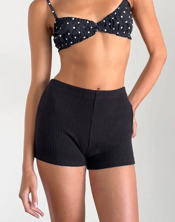 Women Motel Rocks Micro Shorts | LOUNGEWEAR | Kyomi Micro Shorts in Ribbed Black