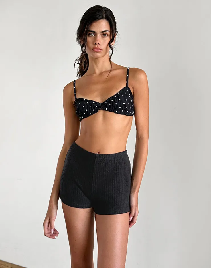 Women Motel Rocks Micro Shorts | LOUNGEWEAR | Kyomi Micro Shorts in Ribbed Black