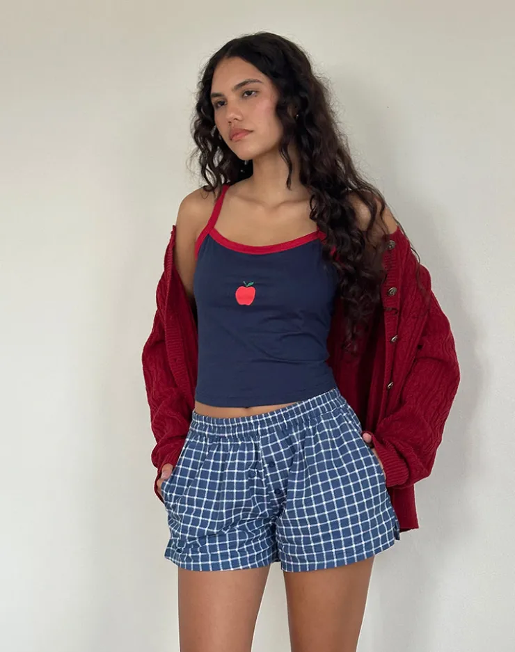 Women Motel Rocks LOUNGEWEAR | Laboxe Pyjama Short in Navy Tartan Poplin