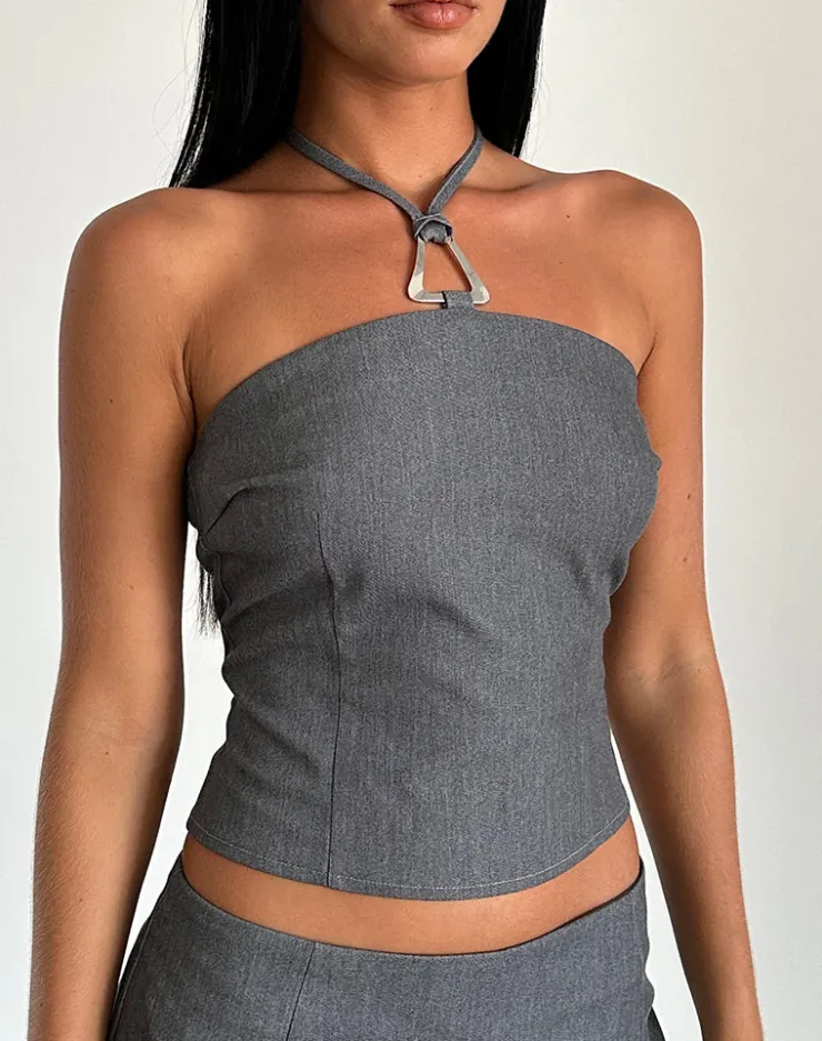 Women Motel Rocks Tailoring | Co-ords | Lakia Top in Tailoring Charcoal