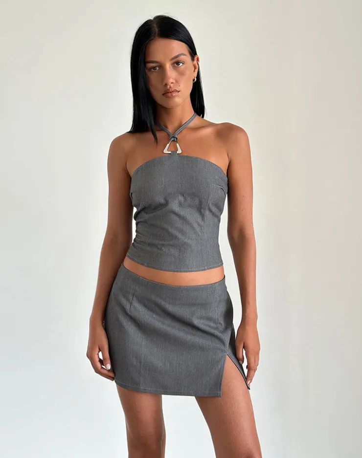 Women Motel Rocks Tailoring | Co-ords | Lakia Top in Tailoring Charcoal