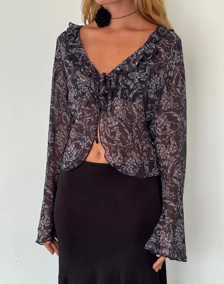 Women Motel Rocks Cardigans | Lakota Cardigan in Black Baroque Print