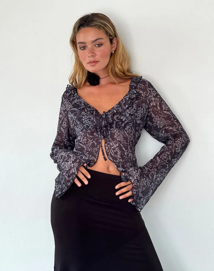 Women Motel Rocks Cardigans | Lakota Cardigan in Black Baroque Print