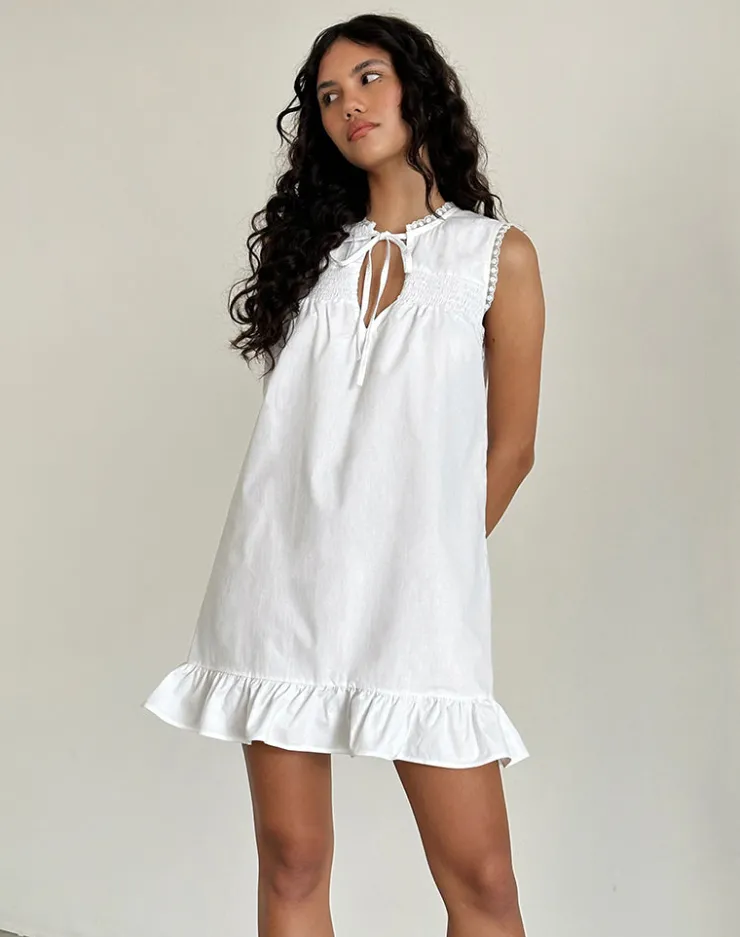 Women Motel Rocks Day Dresses | Mini Dresses | Lalita Babydoll Mini Dress in Poplin White