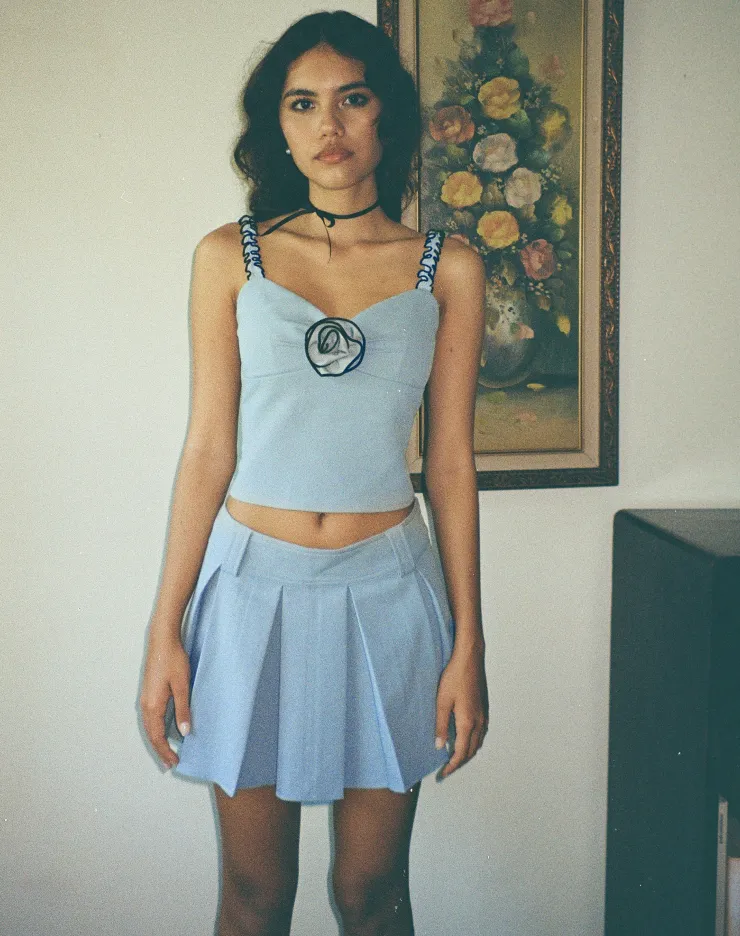 Women Motel Rocks Mini Skirts | Lamsu Pleated Mini Skirt in Tailoring Blue