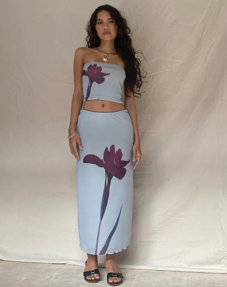 Women Motel Rocks A Line Skirts | Lassie Midi Skirt in Mint Flower Placement