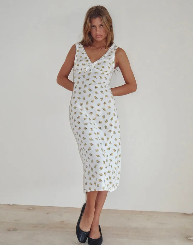 Women Motel Rocks Printed Dresses | Day Dresses | Lavisha Midi Dress in Funshine Floral Off White