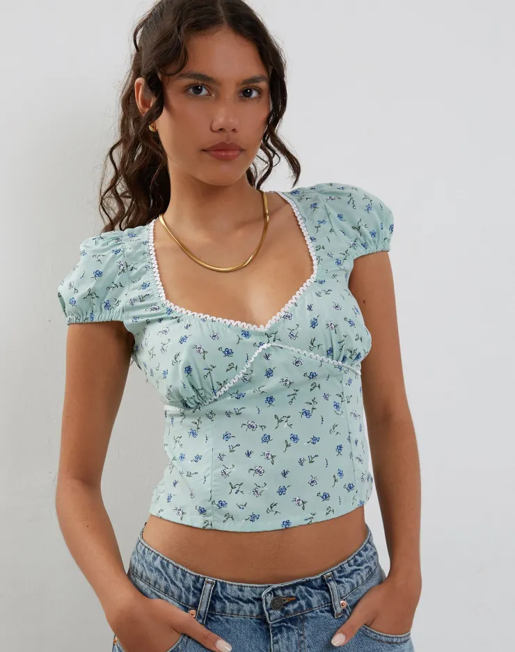 Women Motel Rocks Printed Tops | Laz Top in Pretty Petal Green