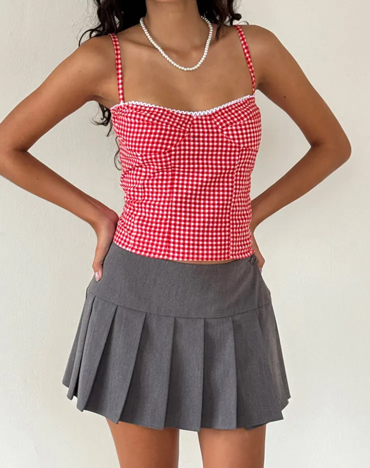 Women Motel Rocks Strappy Tops | Going Out Tops | Leif Cami Top in Red Gingham