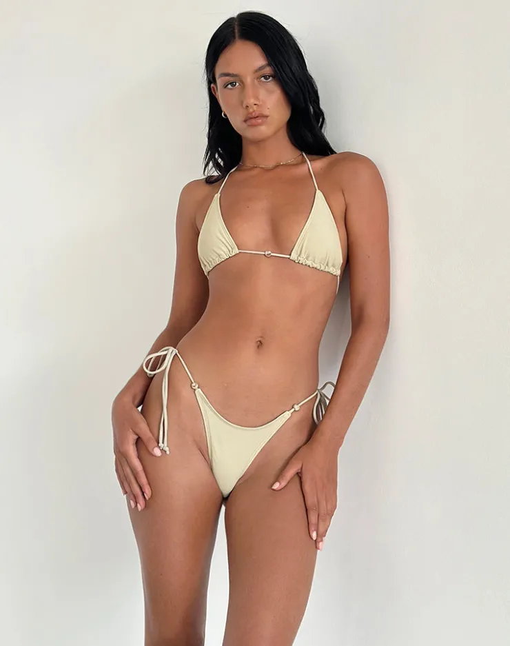 Women Motel Rocks Swimwear | Lentra Bikini Bottom in Nude with Beads