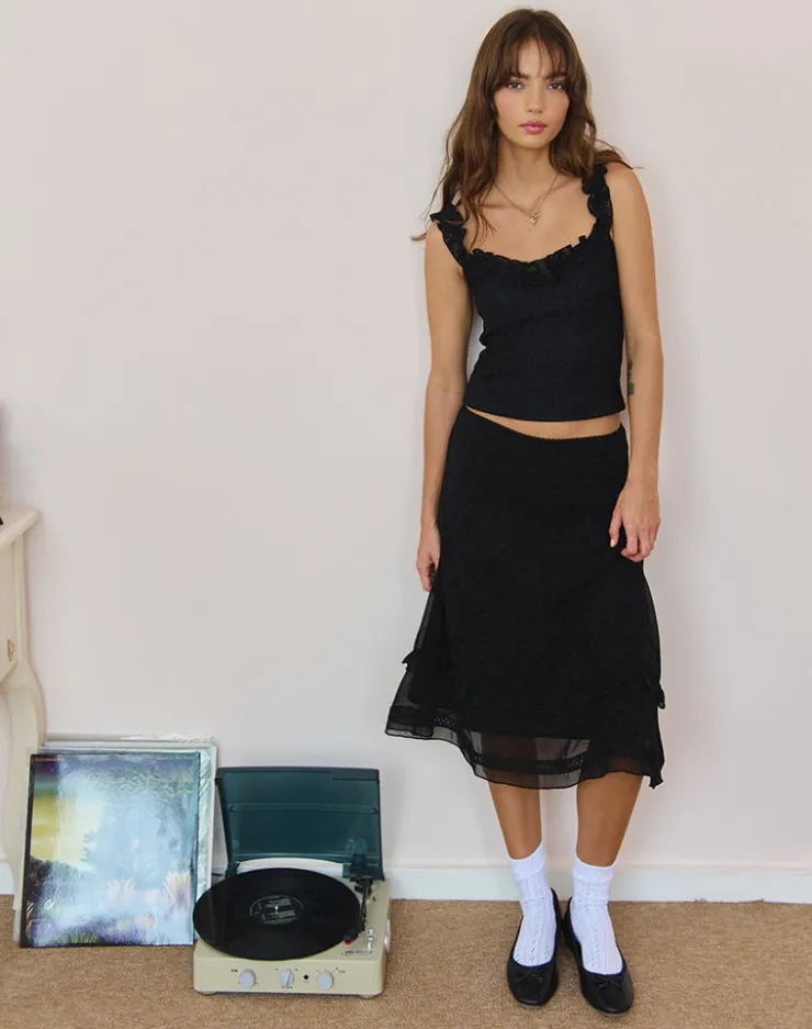 Women Motel Rocks A Line Skirts | Midi Skirts | Lenuta Chiffon Midi Skirt in Black