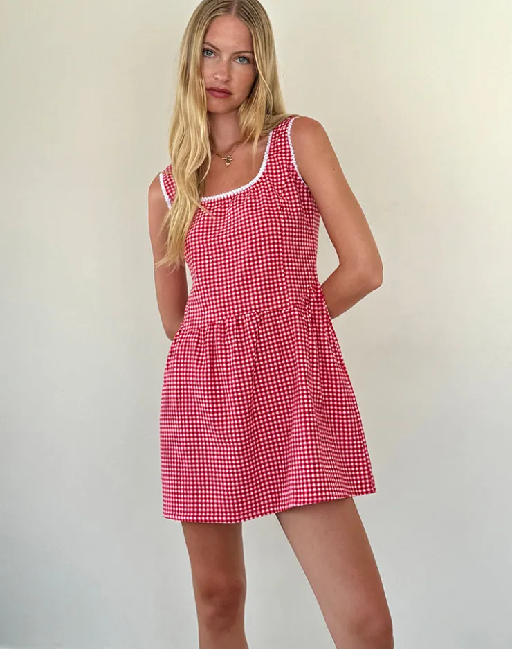 Women Motel Rocks Basics | Day Dresses | Leshi Mini Dress in Red Gingham