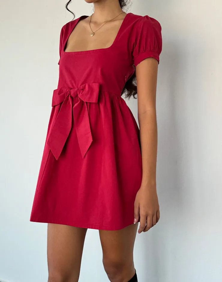 Women Motel Rocks Day Dresses | Mini Dresses | Leshiana Mini Dress in Poplin Adrenaline Red