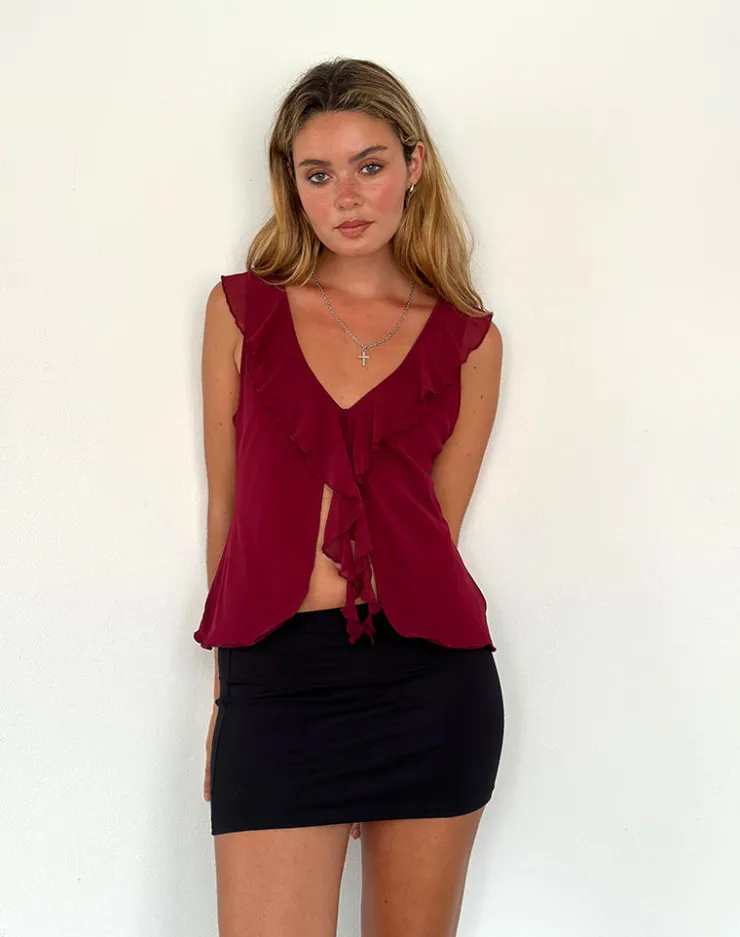 Women Motel Rocks Strappy Tops | Going Out Tops | Leviosa Butterfly Top in Deep Burgundy