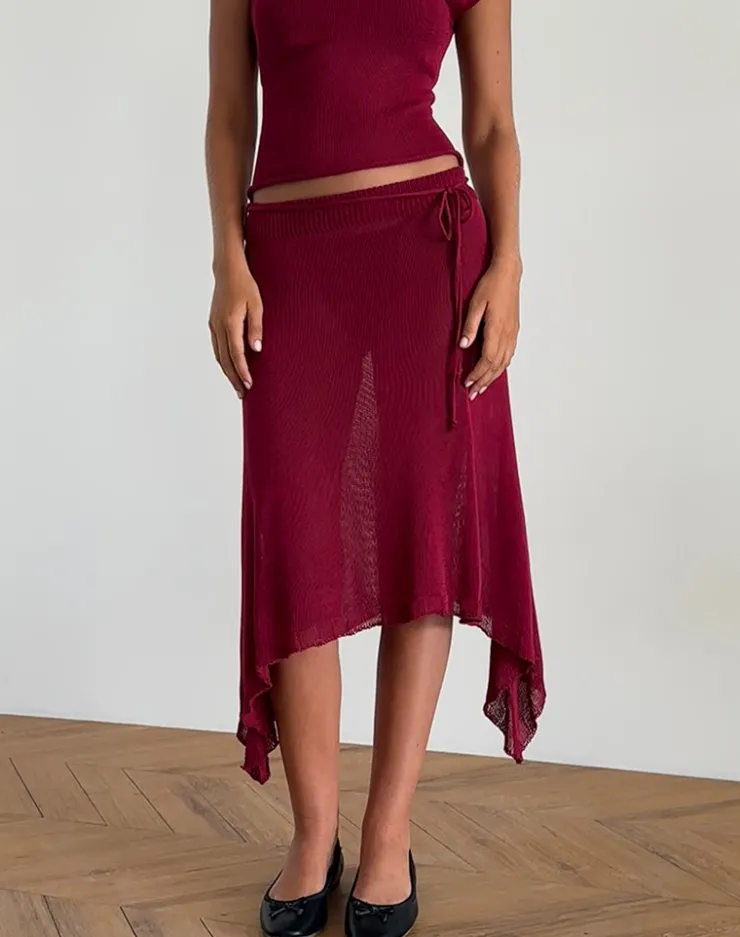 Women Motel Rocks Midi Skirts | Leysa Midi Skirt in Sheer Knit Red