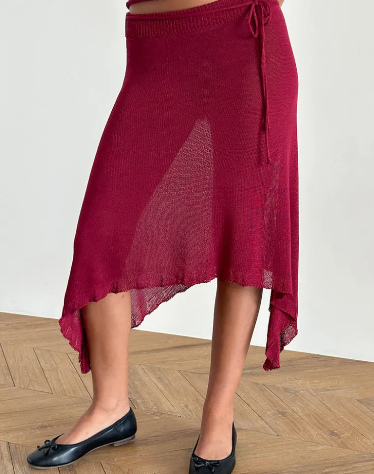 Women Motel Rocks Midi Skirts | Leysa Midi Skirt in Sheer Knit Red