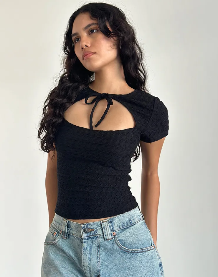 Women Motel Rocks Basics | Basic Tops | Lindsay Top in Textured Black