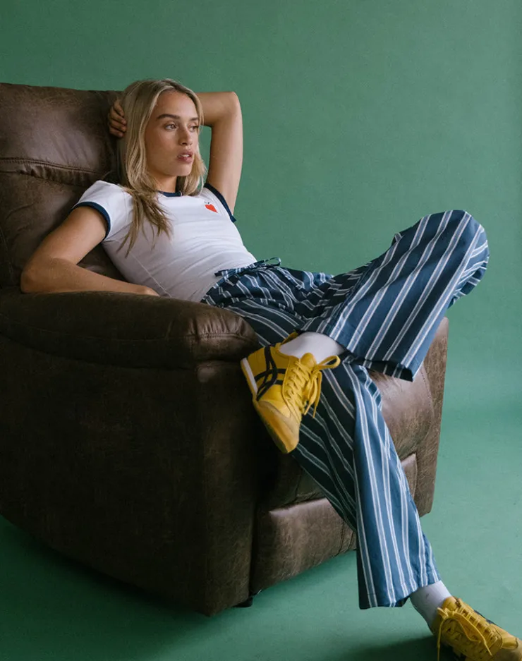 Women Motel Rocks Basics | Lirura Trouser in Poplin Formal Stripe Navy