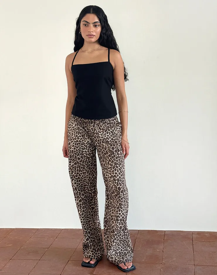 Women Motel Rocks Wide Leg Pants | Lirura Trousers in Rar Leopard Sandstorm