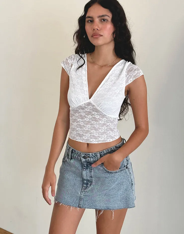 Women Motel Rocks Lace Tops | Going Out Tops | Livra Top in Clover Lace White