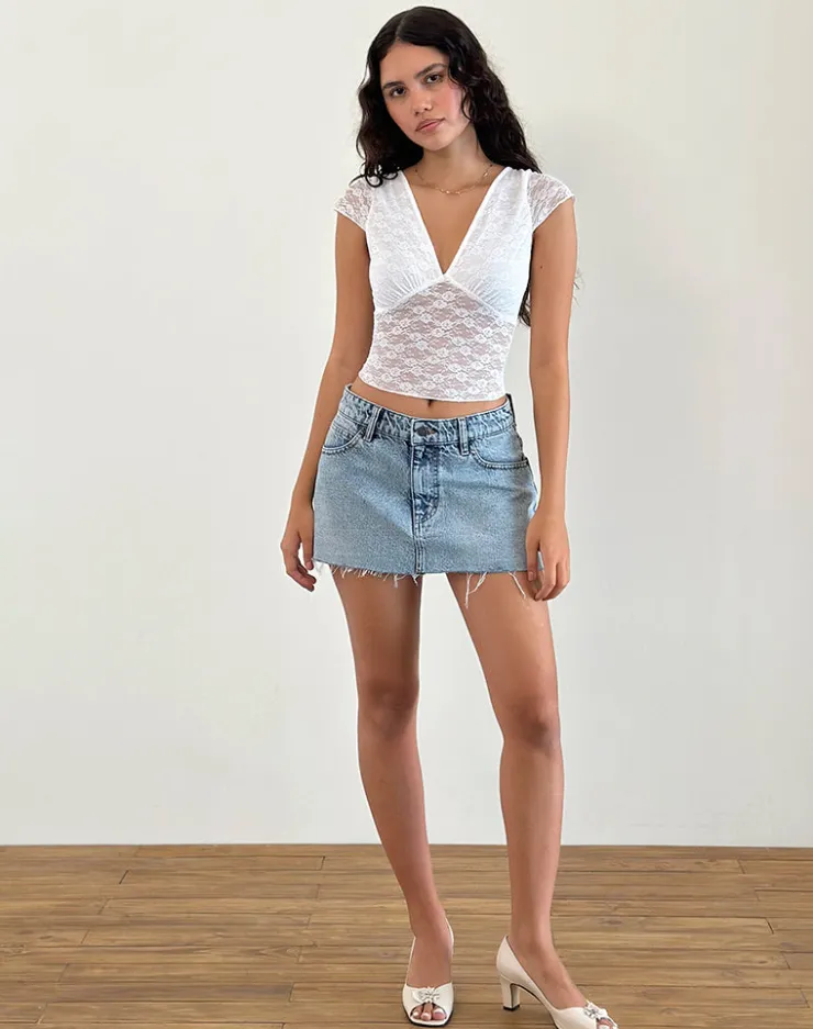 Women Motel Rocks Lace Tops | Going Out Tops | Livra Top in Clover Lace White