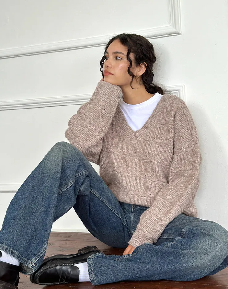 Women Motel Rocks Jumpers | Loka Oversized Jumper in Almond