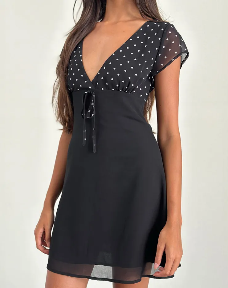 Women Motel Rocks Mini Dresses | Lovita Mini Dress in Basic Polka Black