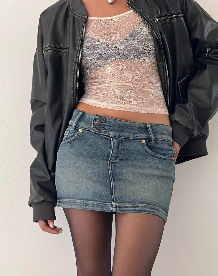 Women Motel Rocks Denim Skirts | Low Rise Denim Mini Skirt in Desert Wash