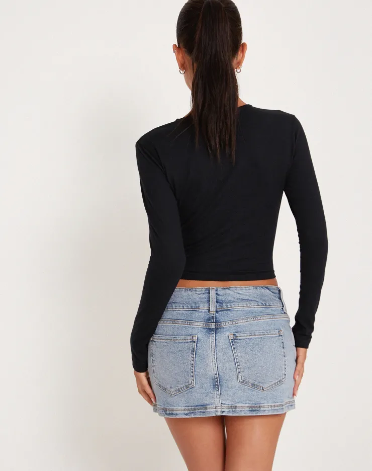 Women Motel Rocks Denim Skirts | Mini Skirts | Low Rise Mini Skirt in Light Wash Blue