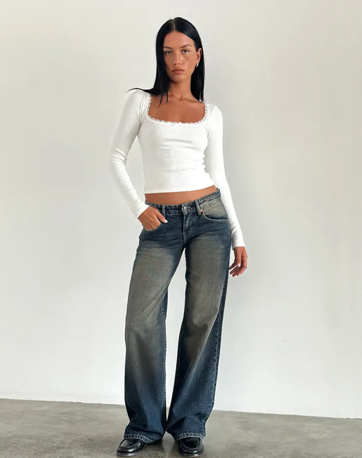 Women Motel Rocks Low Rise Pants | Jeans | Low Rise Parallel Jeans in Amber Wash