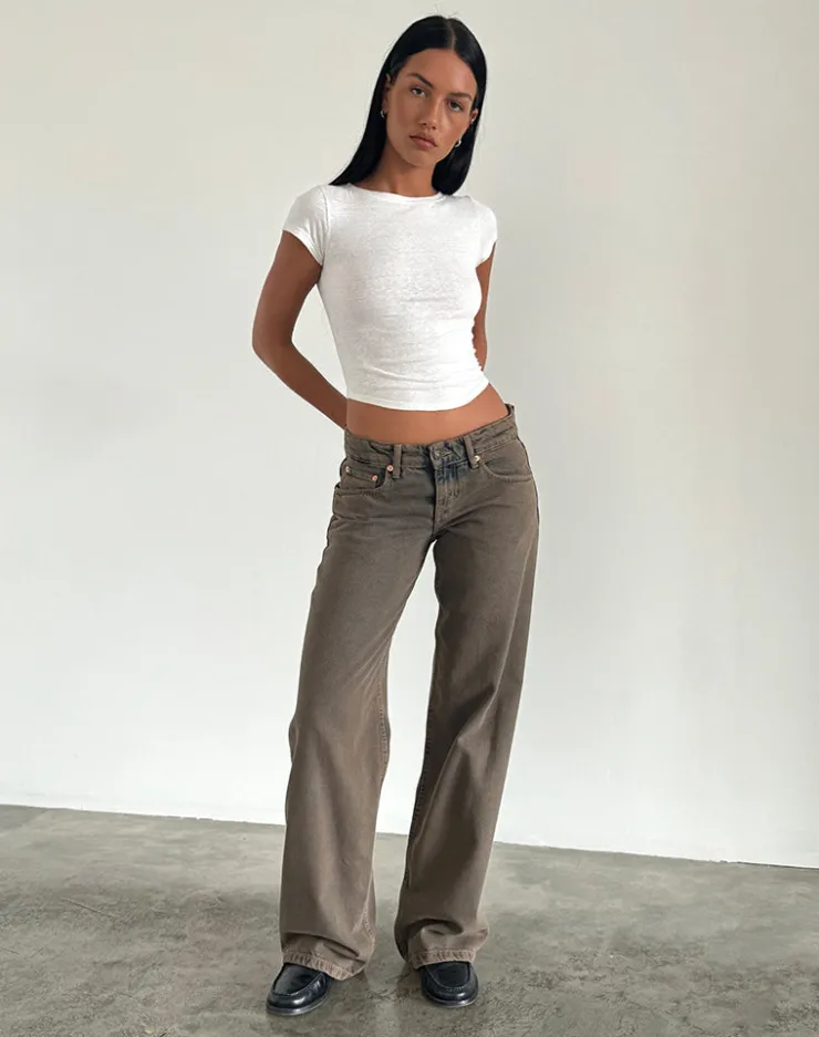 Women Motel Rocks Low Rise Pants | Jeans | Low Rise Parallel Jeans in Dark Sand