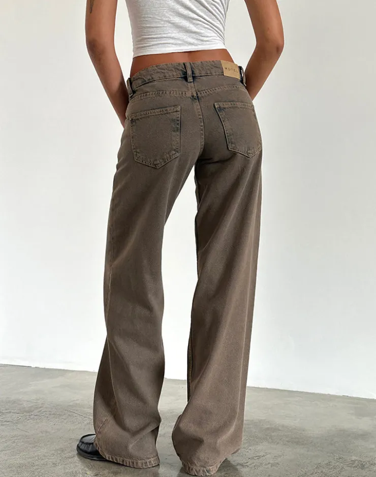 Women Motel Rocks Low Rise Pants | Jeans | Low Rise Parallel Jeans in Dark Sand